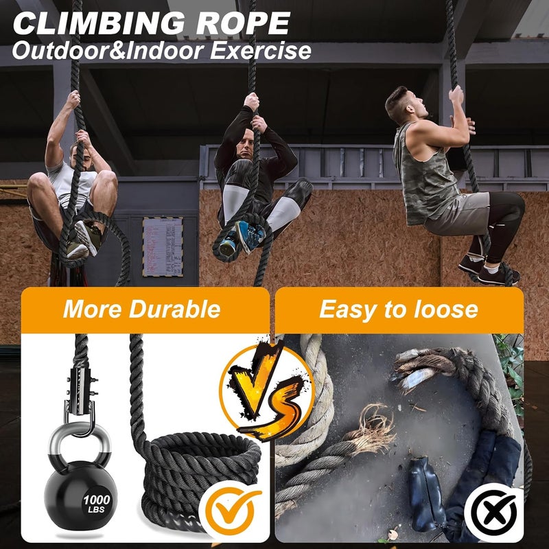 DAJOUJS Climbing Rope 1.5 Inch Diameter 10/15 / 20/30 Feet Length Gym Climbing Rope for Workout Fitness & Strength Training, Gym Rope, Exercise Climbing Rope in Black for Adults Outdoor & Indoor - Image 5